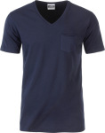 James & Nicholson – Herren Bio V-Neck T-Shirt mit Brusttasche zum besticken und bedrucken