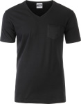 James & Nicholson – Herren Bio V-Neck T-Shirt mit Brusttasche besticken und bedrucken lassen