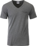 James & Nicholson – Herren Bio V-Neck T-Shirt mit Brusttasche besticken und bedrucken lassen