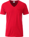 James & Nicholson – Men's Pocket V-Neck T-Shirt Organic for embroidery and printing