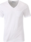 James & Nicholson – Herren Bio V-Neck T-Shirt mit Brusttasche besticken und bedrucken lassen