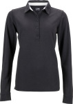 James & Nicholson – Damen Piqué Polo langarm mit Besatz besticken und bedrucken lassen