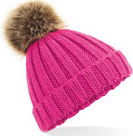 Beechfield – Junior Fur Pop Pom Chunky Beanie hímzéshez