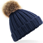 Beechfield – Junior Fur Pop Pom Chunky Beanie besticken lassen