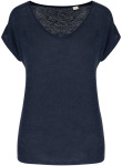 Native Spirit – Eco-friendly ladies' V-neck linen t-shirt for embroidery and printing