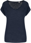 Native Spirit – Eco-friendly ladies' V-neck linen t-shirt for embroidery and printing