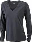 James & Nicholson – Ladies' Stretch V-Shirt Long-Sleeved for embroidery and printing