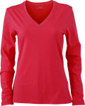 James & Nicholson – Ladies' Stretch V-Shirt Long-Sleeved zum besticken und bedrucken