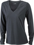 James & Nicholson – Ladies' Stretch V-Shirt Long-Sleeved besticken und bedrucken lassen