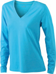 James & Nicholson – Ladies' Stretch V-Shirt Long-Sleeved for embroidery and printing