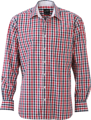 James & Nicholson - Men's Checked Shirt (navy/red-navy-white)