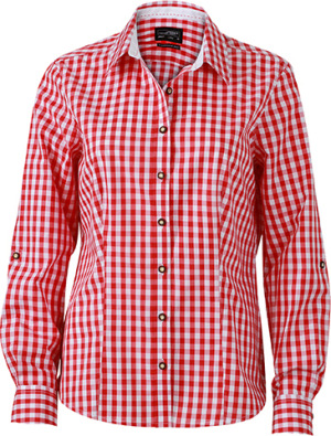James & Nicholson - Ladies' Traditional Blouse (red/white)