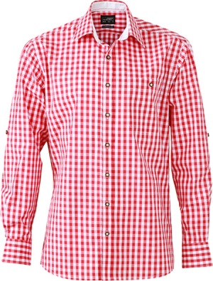 James & Nicholson - Men's  Traditional Shirt (red/white)