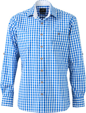 James & Nicholson - Men's  Traditional Shirt (royal/white)