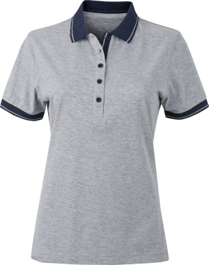 James & Nicholson - Damen Jersey Heather Polo (grey-heather/navy)