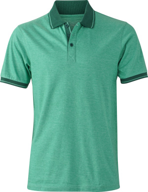 James & Nicholson - Herren Jersey Heather Polo (green-melange/dark-green)