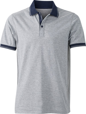 James & Nicholson - Herren Jersey Heather Polo (grey-heather/navy)