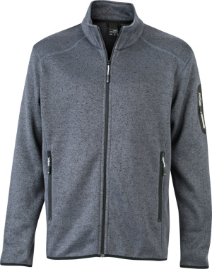 James & Nicholson - Men's Knitted Fleece Jacket (dark-grey-melange/silver)