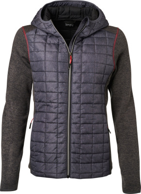 James & Nicholson - Ladies' Knitted Hybrid Jacket (grey melange/anthracite melange)