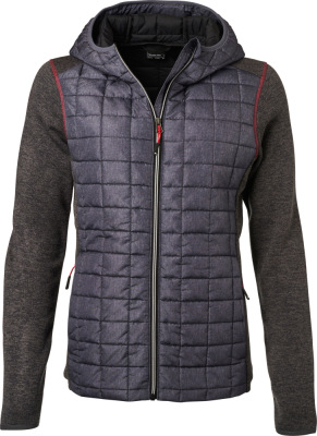 James & Nicholson - Damen Strickfleecejacke (grey melange/anthracite melange)