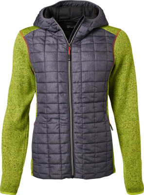 James & Nicholson - Ladies' Knitted Hybrid Jacket (kiwi melange/anthracite melange)