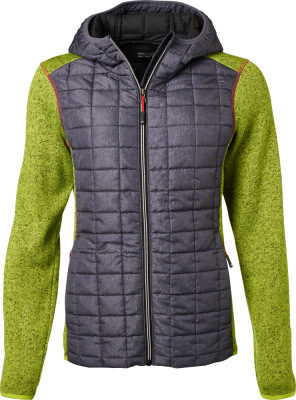 James & Nicholson - Damen Strickfleecejacke (kiwi melange/anthracite melange)