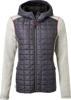 James & Nicholson - Ladies' Knitted Hybrid Jacket (light melange/anthracite melange)