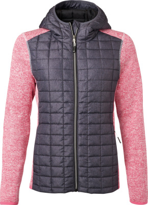 James & Nicholson - Damen Strickfleecejacke (pink melange/anthracite melange)