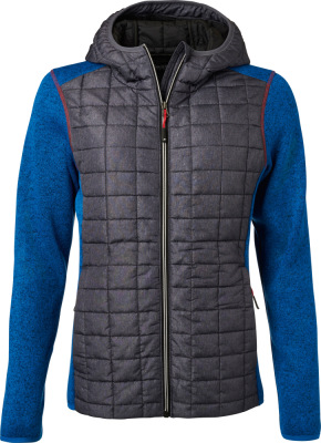 James & Nicholson - Ladies' Knitted Hybrid Jacket (royal melange/anthracite melange)
