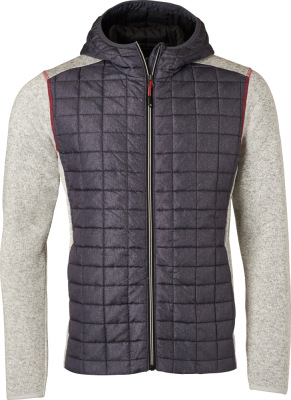 James & Nicholson - Men's Knitted Hybrid Jacket (light melange/anthracite melange)