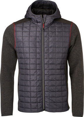 James & Nicholson - Men's Knitted Hybrid Jacket (grey melange/anthracite melange)