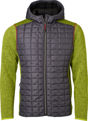 James & Nicholson - Men's Knitted Hybrid Jacket (kiwi melange/anthracite melange)