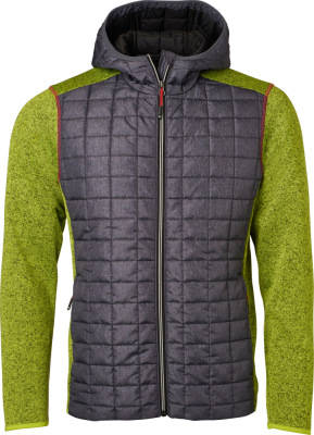 James & Nicholson - Herren Strickfleecejacke (kiwi melange/anthracite melange)