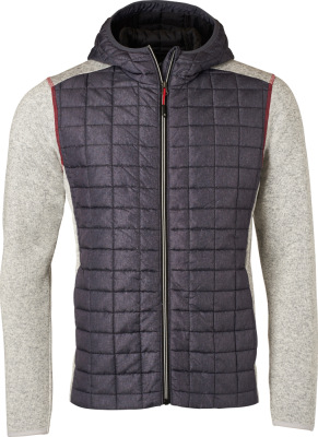 James & Nicholson - Herren Strickfleecejacke (light melange/anthracite melange)