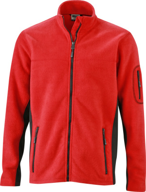 James & Nicholson - Men‘s Workwear Microfleece Jacket (red/black)