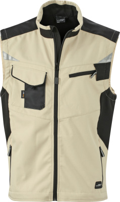 James & Nicholson - Workwear Sommer Softshell Gilet (stone/black)