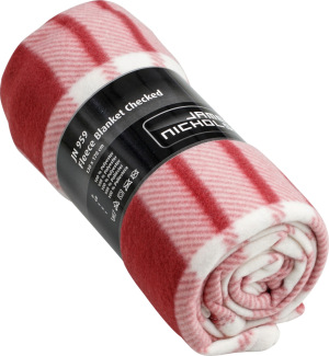 James & Nicholson - Fleece Blanket Checked (wine/off-white)