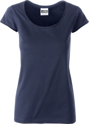 James & Nicholson - Damen Bio T-Shirt mit Rollsaum (navy)