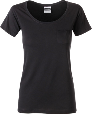 James & Nicholson - Ladies' Pocket T-Shirt Organic (black)