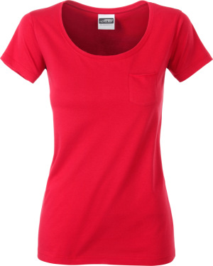 James & Nicholson - Damen Bio T-Shirt mit Brusttasche (red)