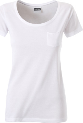 James & Nicholson - Ladies' Pocket T-Shirt Organic (white)