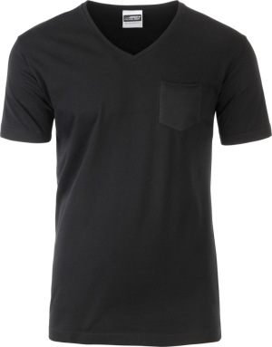 James & Nicholson - Men's Pocket V-Neck T-Shirt Organic (black)