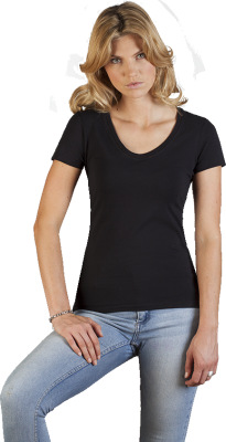 Promodoro - Women‘s Slim Fit V-Neck-T (black)