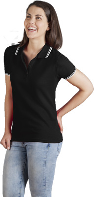 Promodoro - Women‘s Polo Contrast Stripes (black)