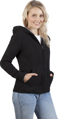 Promodoro - Women‘s Hooded Fleece Jacket (black-light grey)