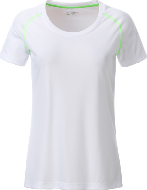 James & Nicholson - Ladies' Sports T-Shirt (white/bright green)