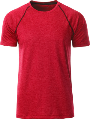 James & Nicholson - Herren Funktions-Shirt (red melange/titan)