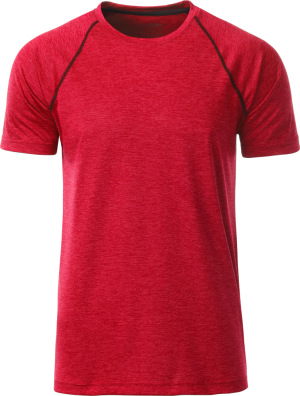 James & Nicholson - Herren Funktions-Shirt (red melange/titan)