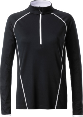 James & Nicholson - Ladies' Sportsshirt Longsleeve (black/white)