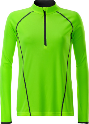 James & Nicholson - Damen Langarm Funktions-Shirt (bright green/black)